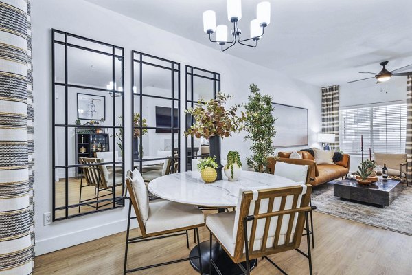 Elegant dining room with modern decor at Hideaway North Scottsdale Apartments