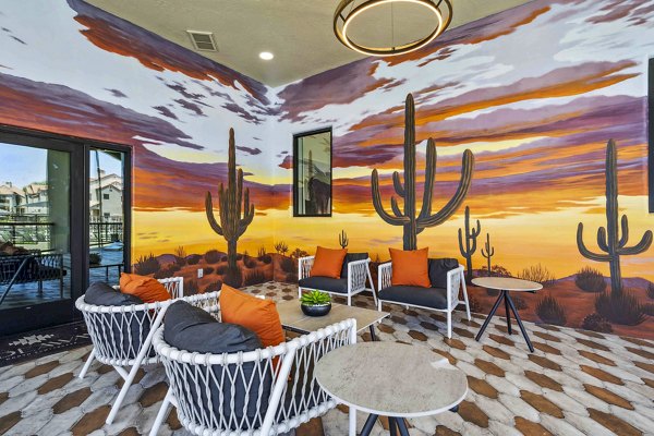 Spacious patio with outdoor seating at Hideaway North Scottsdale Apartments, ideal for relaxation and entertainment in luxury surroundings