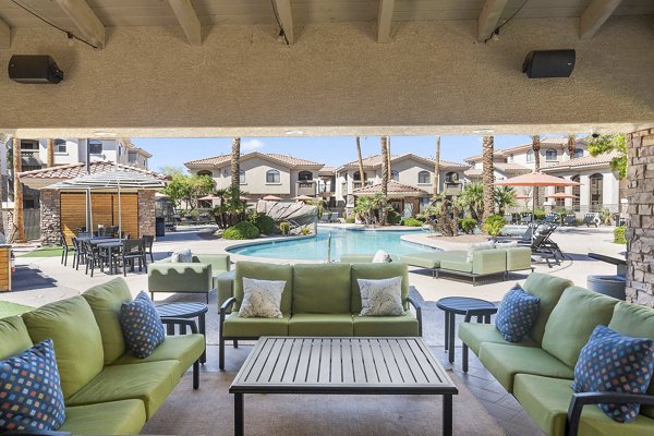 pool patio at San Portella Apartments