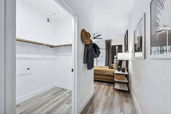 Spacious bedroom closet with ample storage in Zone Westgate Apartments