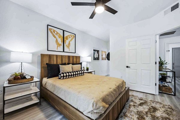 Cozy bedroom with modern decor in Zone Westgate Apartments