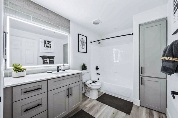 Modern bathroom with sleek fixtures at Zone Westgate Apartments