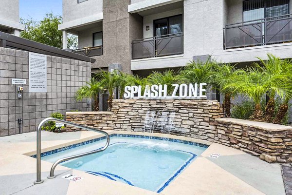 Hot tub amenities at Zone Westgate luxury apartments