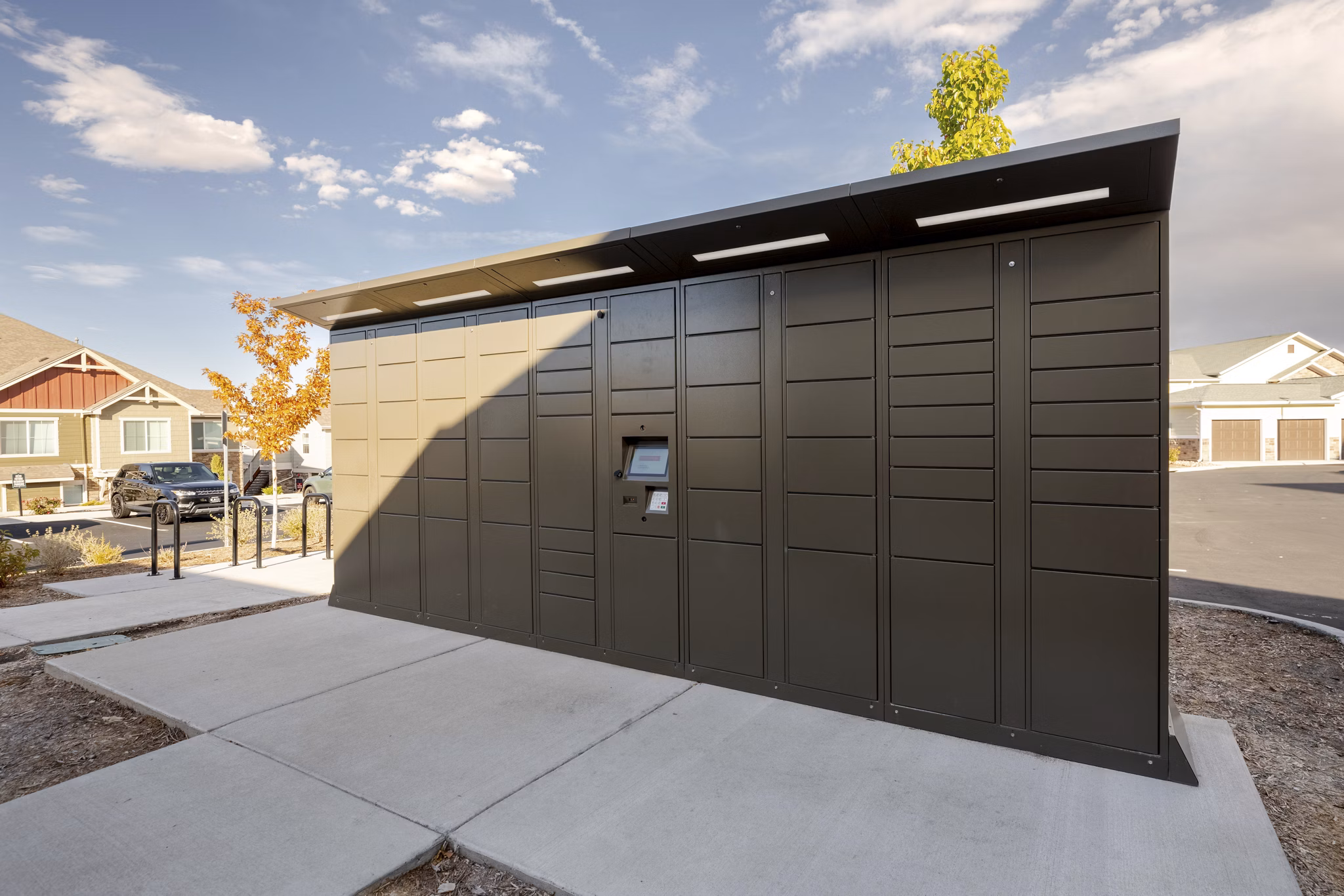 Secure parcel locker at Five810 Southlands luxury apartments, offering convenient package storage for residents