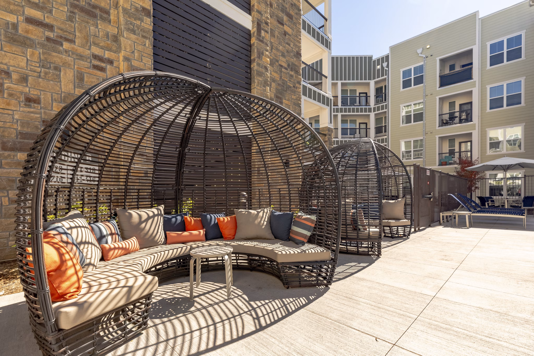 Courtyard with vibrant landscaping at Five810 Southlands Apartments luxury apartments