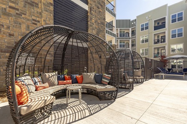 Courtyard with vibrant landscaping at Five810 Southlands Apartments luxury apartments