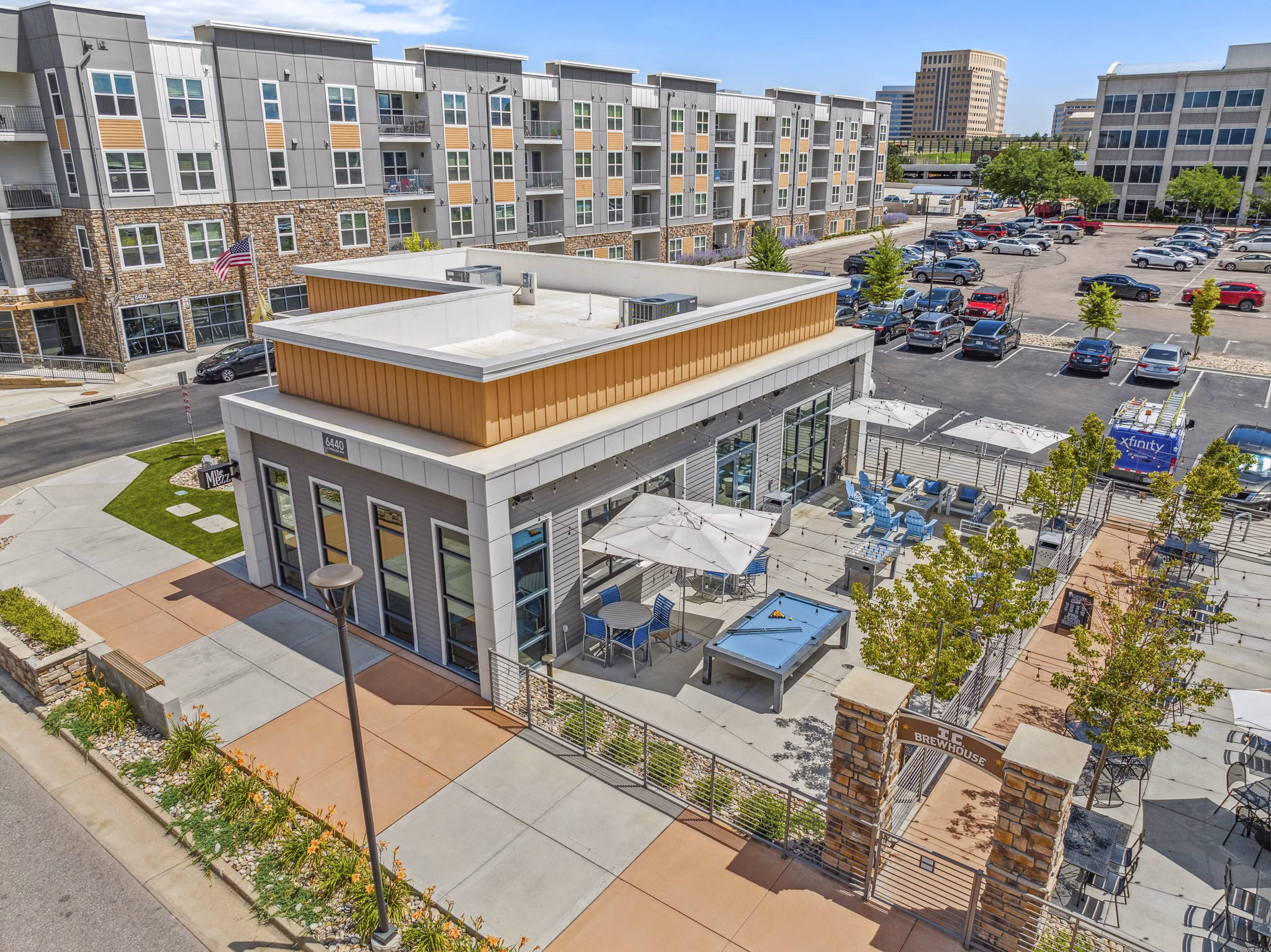 Dog wash station at Mezz at Fiddler's Green Apartments, ideal for pet care and convenience in a luxury community setting