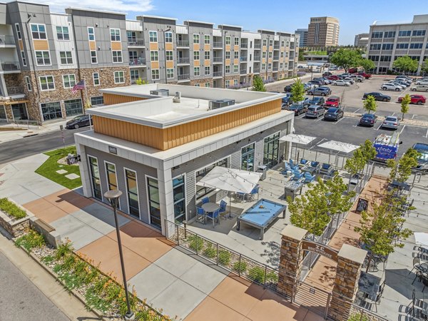 Dog wash station at Mezz at Fiddler's Green Apartments, ideal for pet care and convenience in a luxury community setting