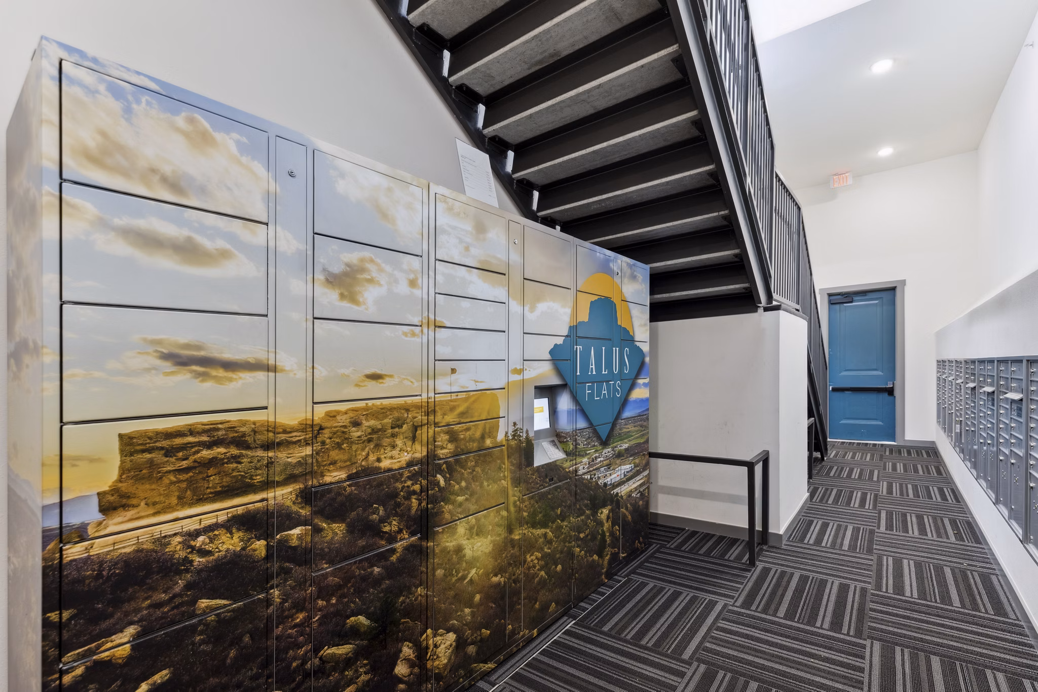 Secure parcel locker at Talus Flats Apartments for convenient package delivery