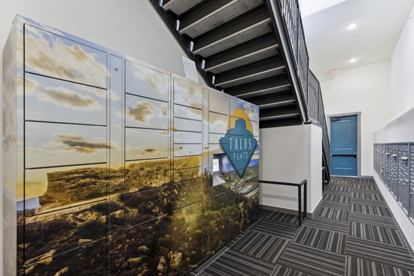 Secure parcel locker at Talus Flats Apartments for convenient package delivery