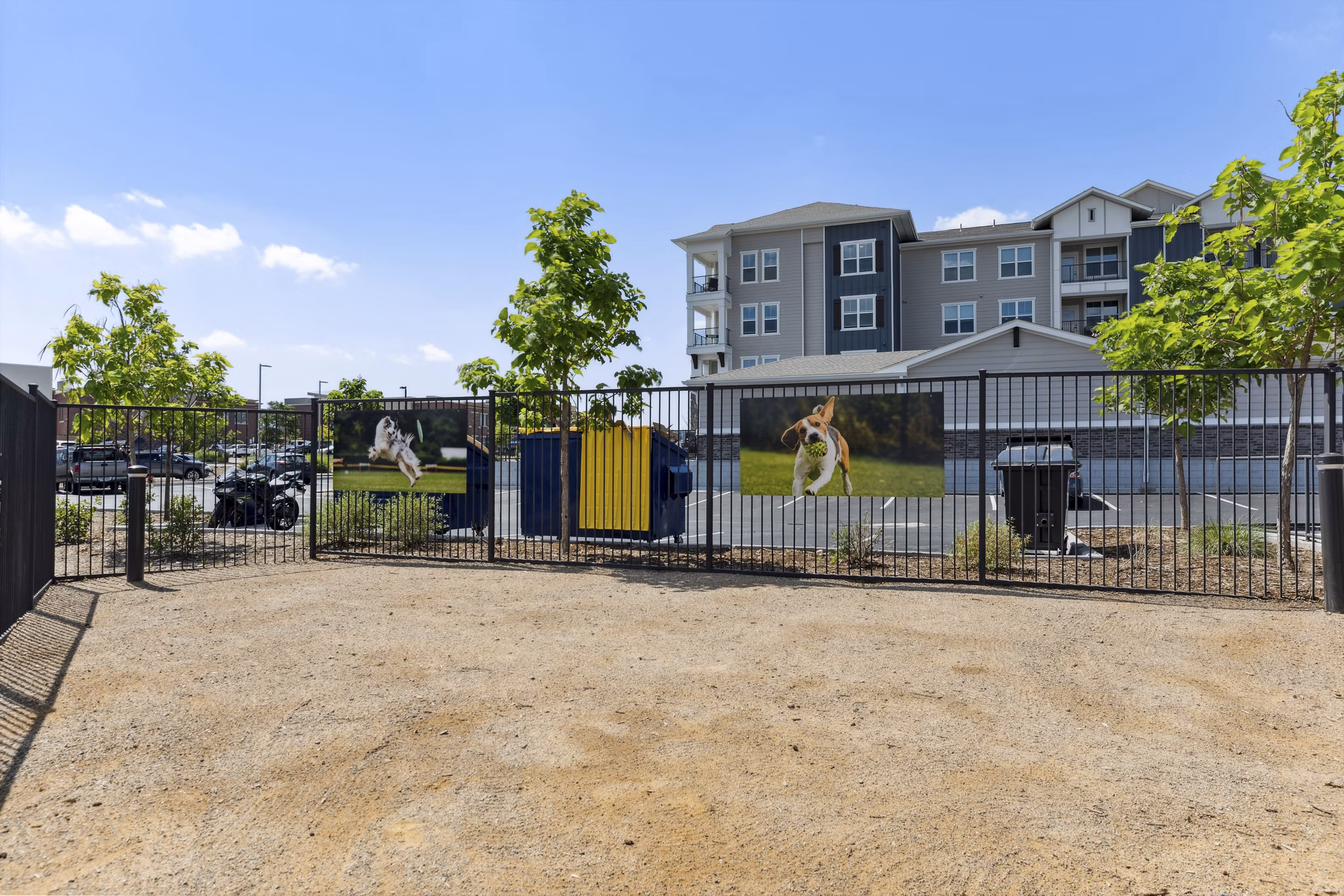 Expansive dog park at Talus Flats Apartments offering pet-friendly amenities and open space for residents' dogs to play and socialize