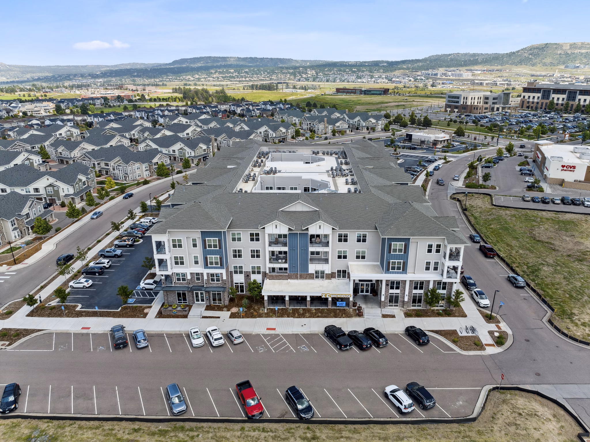 Scenic view from Talus Flats Apartments' luxury balcony