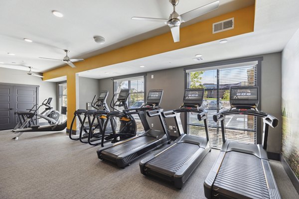 State-of-the-art fitness center at The Zeb Apartments with modern equipment and spacious workout area
