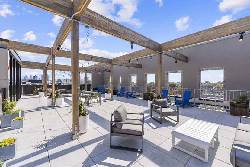 Rooftop deck with city views at The Clark Apartments in San Francisco