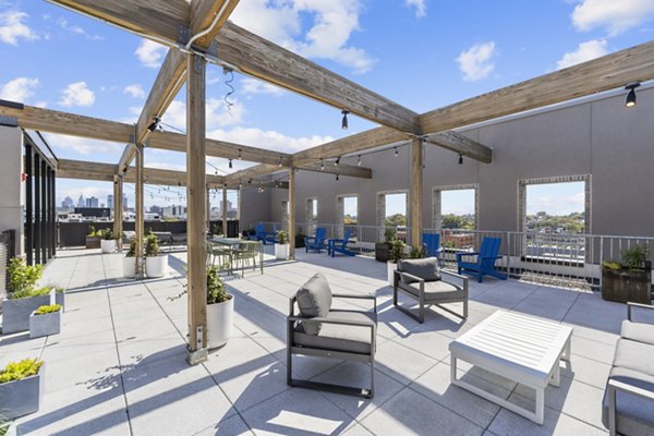 Rooftop deck with city views at The Clark Apartments in San Francisco