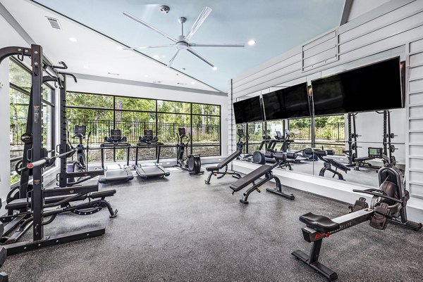 State-of-the-art fitness center at Everly on 401 Apartments with modern workout equipment and spacious exercise areas