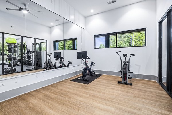 Spin studio with state-of-the-art bikes at Everly on 401 Apartments