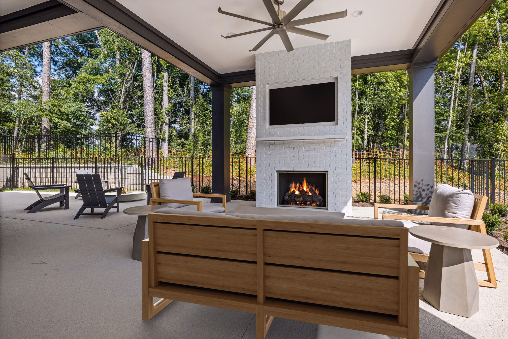 fire pit at Everly on 401 Apartments