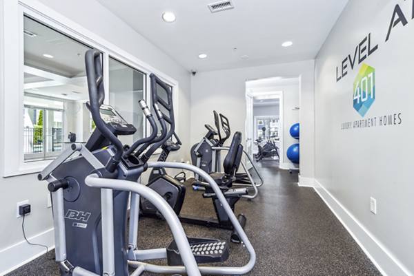 fitness center at Level at 401 Apartments
