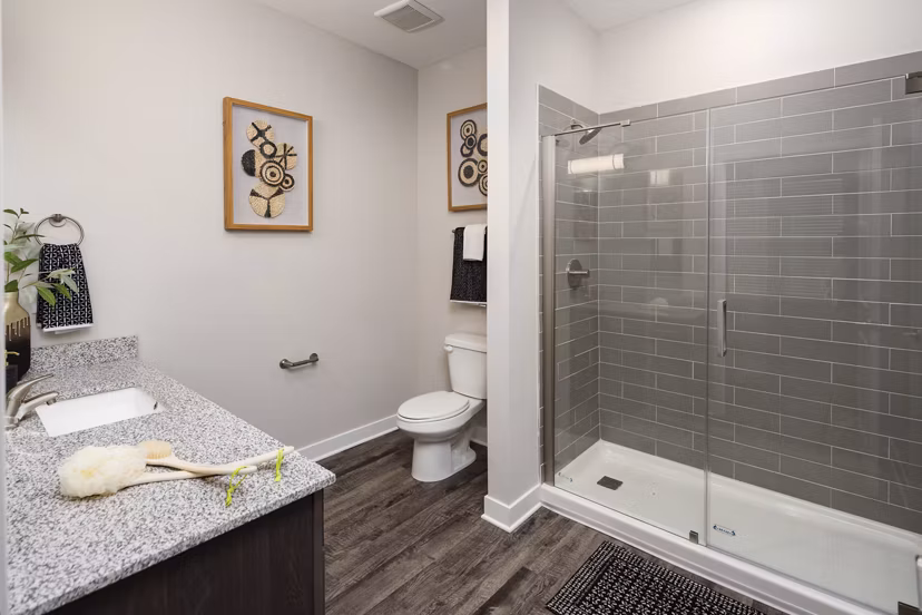 bathroom at The Alexandria Apartments 