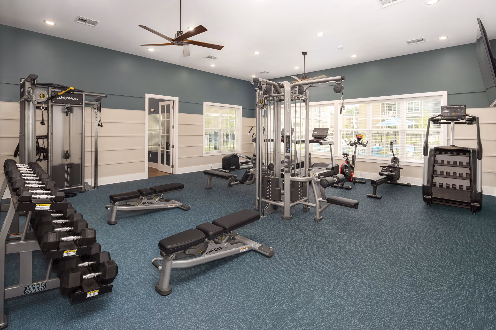 fitness center at The Alexandria Apartments 
