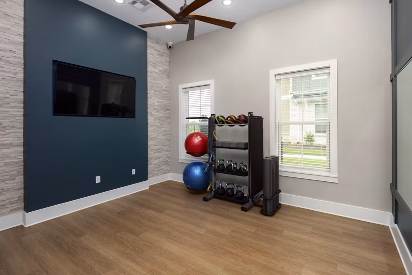 fitness center at The Alexandria Apartments 