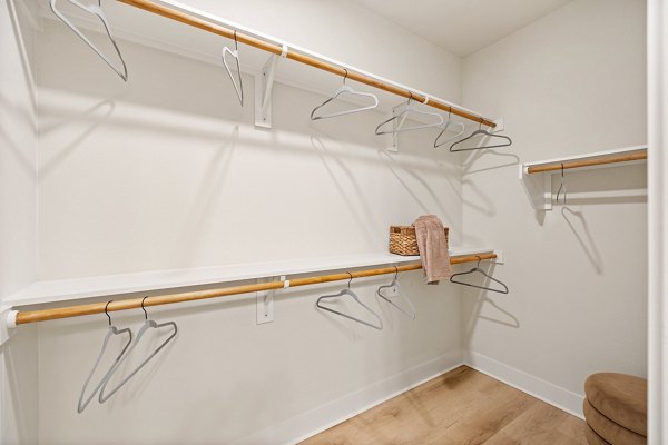 Bedroom closet with ample shelving and storage space at Birchway Perry Road Apartments