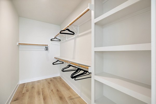 Spacious bedroom closet with ample storage at Birchway Perry Road Apartments