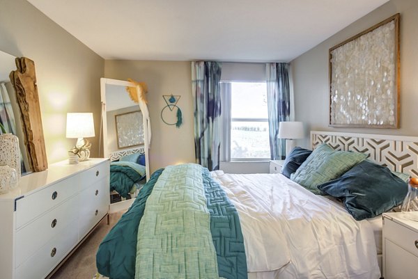 Contemporary bedroom with stylish decor at Fusion Apartments