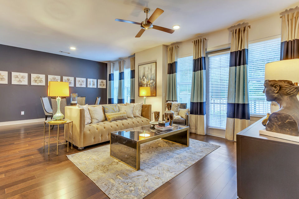 living room at The Laurel Preston Hollow Apartments