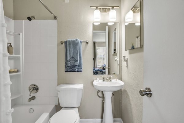 Modern bathroom with elegant fixtures at Castilian Apartments