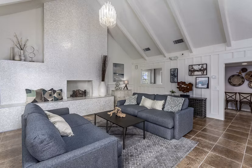 Modern clubhouse with spacious interior at Castilian Apartments, featuring luxury amenities for residents
