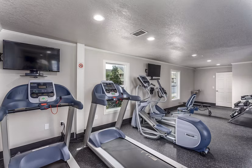 State-of-the-art fitness center with modern equipment at Castilian Apartments