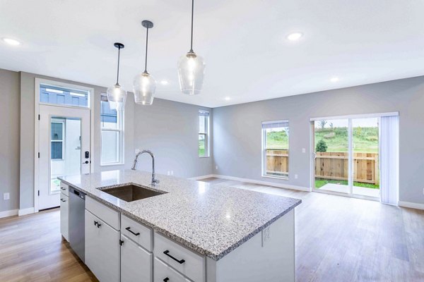 Summerwell Maple Grove Townhouses: Modern kitchen with sleek countertops and stainless steel appliances in luxury townhouses