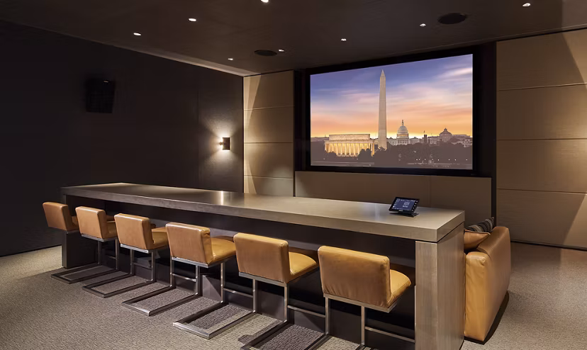 Clubhouse featuring stylish seating and modern design at Crossing DC Apartments