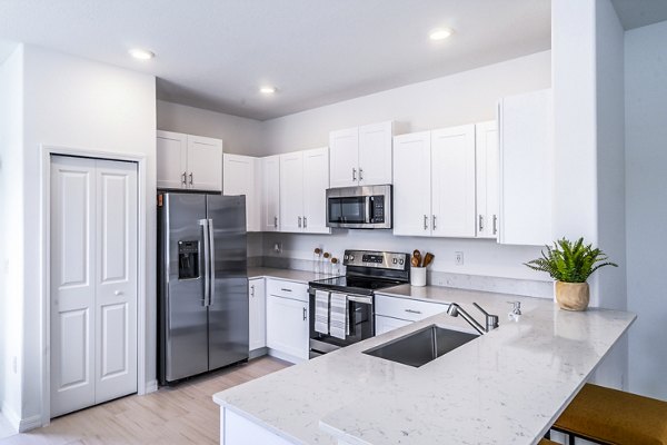 kitchen at Balcara 301 at Sun City Apartments