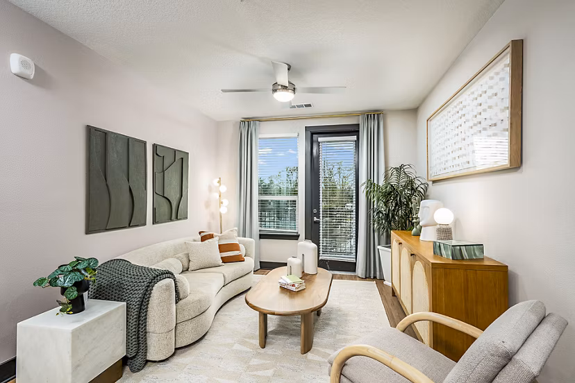Spacious living room with modern decor in Presidium Regal Apartments, ideal for luxury living