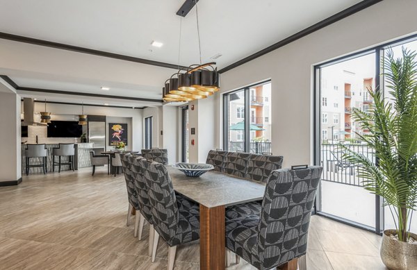 Elegant clubhouse with plush seating and modern design at The Westlyn Apartments, perfect for luxury living and social gatherings