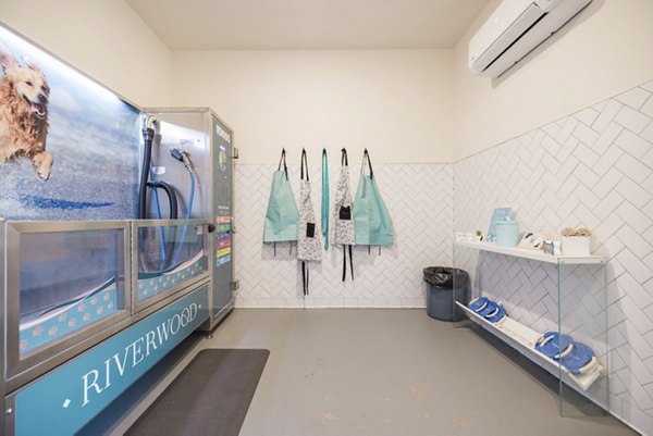 Dog wash station at Riverwood Apartments: Convenient pet care amenity for residents