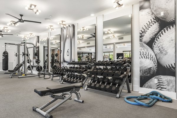State-of-the-art fitness center with modern equipment at The Griffin Apartments, a luxury Greystar community