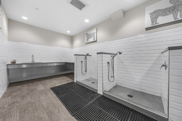 Dog wash station with modern amenities at Riverwood Apartments