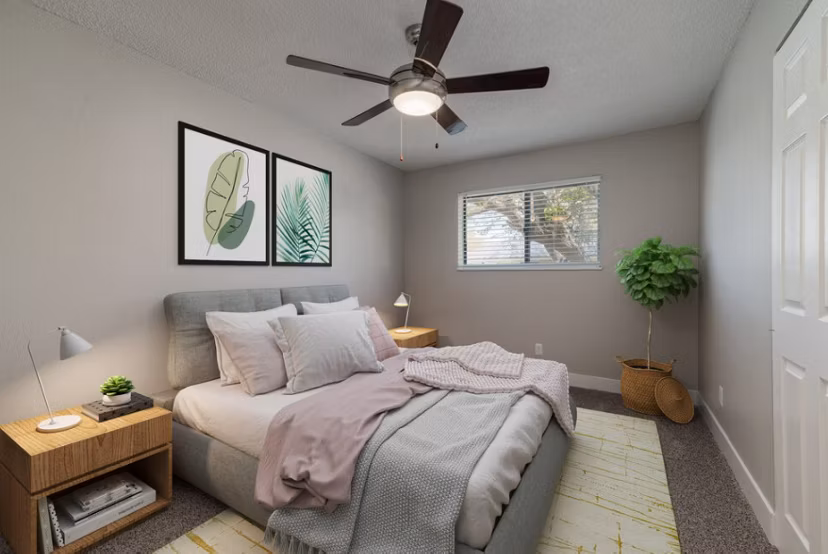 Tesota Midtown Apartments: Modern bedroom with sleek design in a luxury apartment