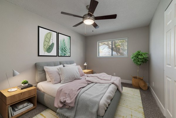 Tesota Midtown Apartments: Modern bedroom with sleek design in a luxury apartment