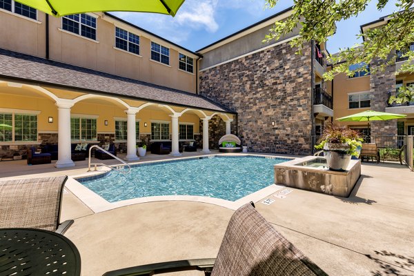Luxury pool with cabanas at Aviva Fort Worth Apartments - Greystar