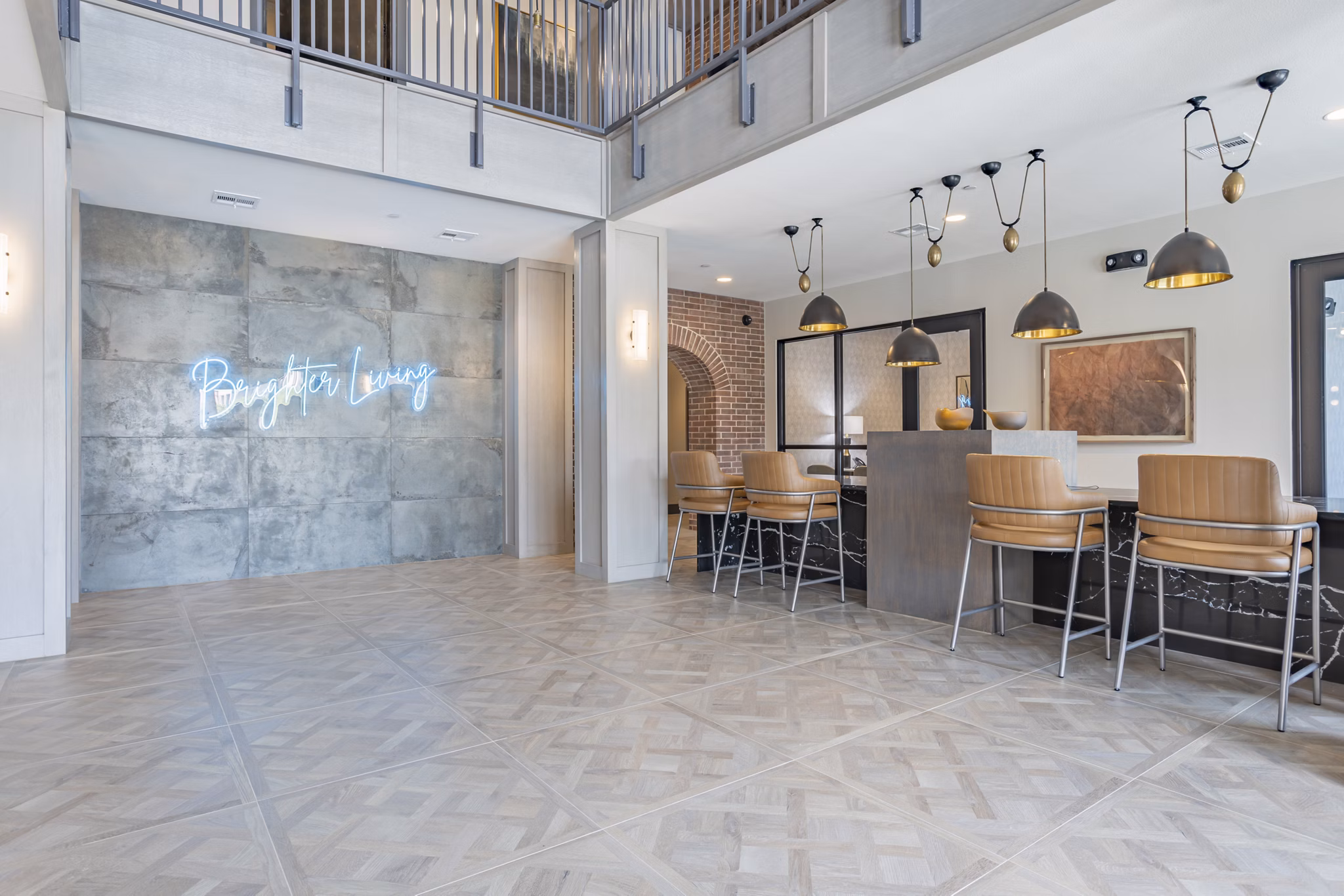 Clubhouse at Filament Apartments: Elegant clubhouse featuring modern design and plush seating for resident gatherings and events