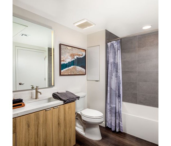 Modern bathroom featuring sleek design elements in Paloma Apartments luxury complex