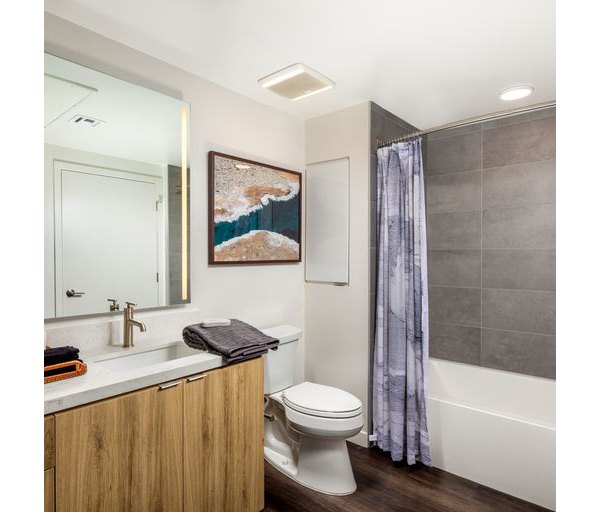 Modern bathroom featuring sleek fixtures and elegant design at Paloma Apartments