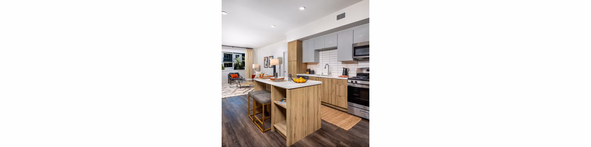 Modern kitchen with stainless steel appliances at Paloma Apartments