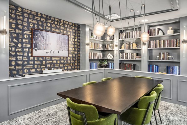 Clubhouse meeting facility and library with modern design at Broadstone Strata Apartments Ideal for community gatherings and study sessions