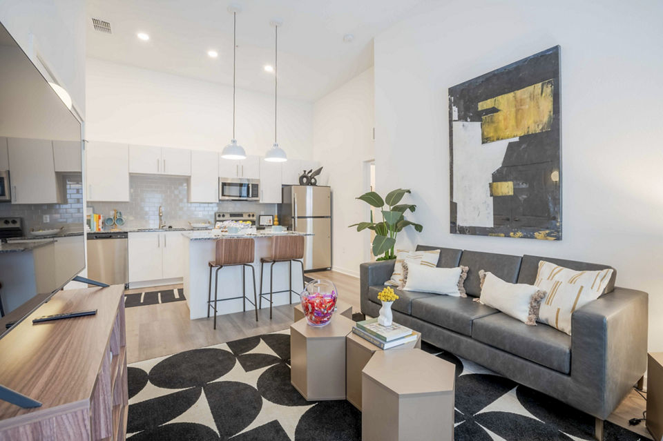 living room at The Accolade Collegiate Village East Apartments